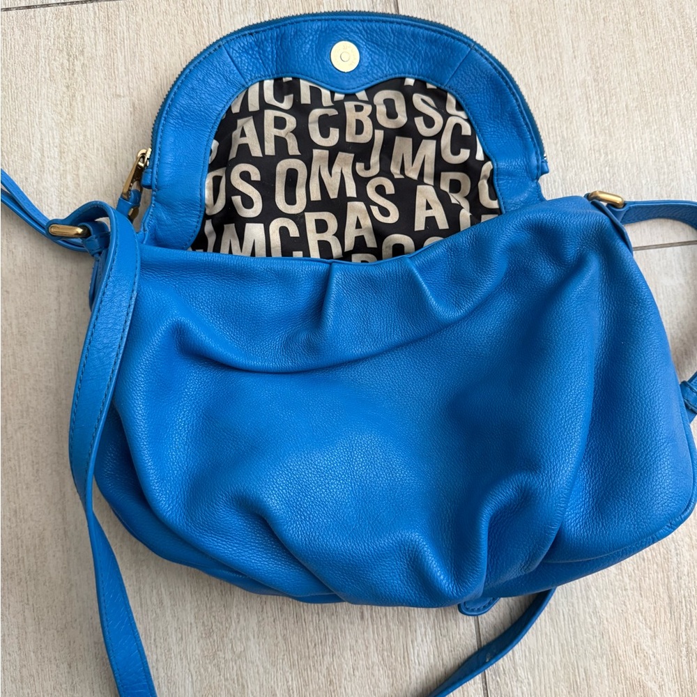 Blue Leather Shoulder Bag